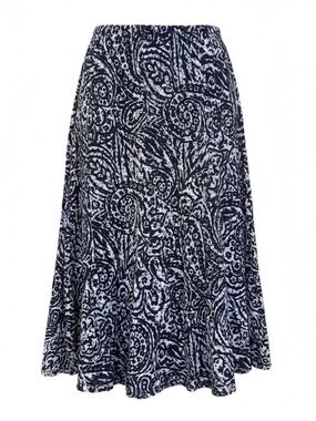 JM Collection mesh flare skirt Navy and White Patterned A-Line Skirt Size M